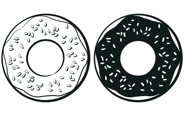 Siluet Donut Şekerleme Şekerleme Şablonu — Stok Vektör