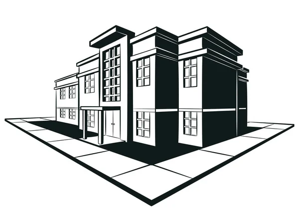 轮廓公立学校大楼教育中心 — 图库矢量图片