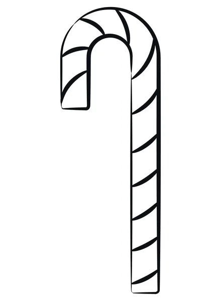 Skizze Simple Candy Cane Stick Doodle — Stockvektor
