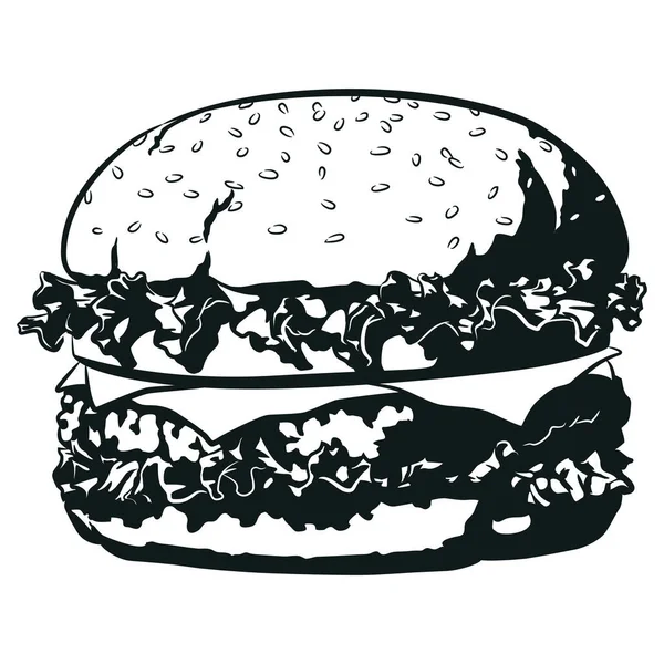 Silhuett Ost Burger Front Mat Vektorgrafik