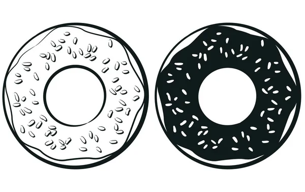 Silhouette Donut Glazing Sweets Ζαχαροπλαστική Εικονογράφηση Αρχείου