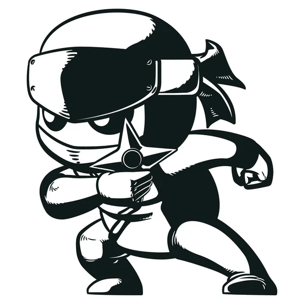 Silhueta Japonês Ninja Segurando Jogando Arma Vetor De Stock