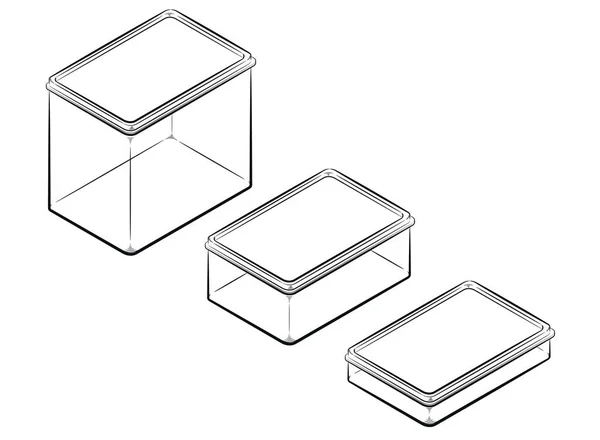 素描食品容器矩形塑料盒 图库插图