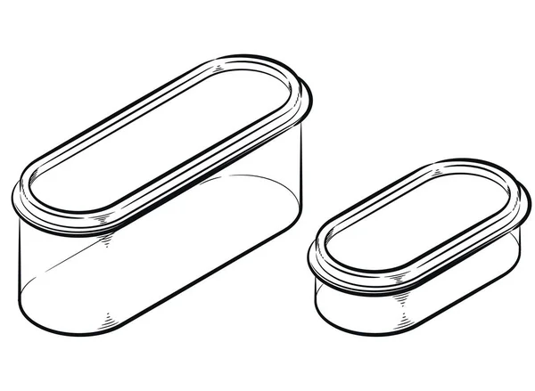 Sketch Oval Food Caja Plástico Cookware Ilustraciones De Stock Sin Royalties Gratis