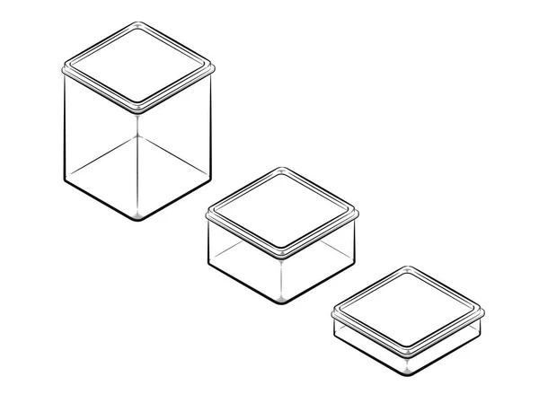 Skiss Square Förvaringsbox För Livsmedel Doodle Vektorgrafik