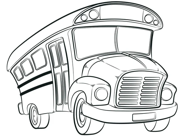 Schets University School Bus Academy Truck Rechtenvrije Stockvectors