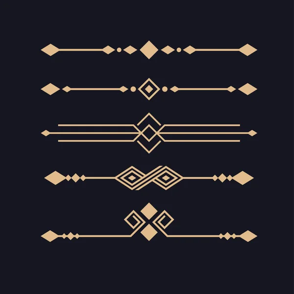 Art deco ayırıcı, dekoratif çizgiler sınırlar ve geometrik altın
