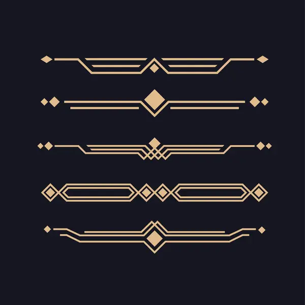 Art deco ayırıcı, dekoratif çizgiler sınırlar ve geometrik altın
