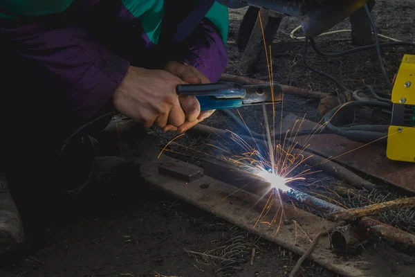 welding work sparks from welding