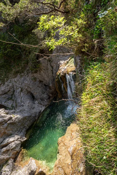View Small Stuiben Falls Sunny Day Reutte Austria Small Waterfalls — Stock Photo, Image