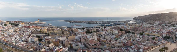 Almeria Spain 2021 Panoramic View Downtown Almeria Residential Area Port — стоковое фото