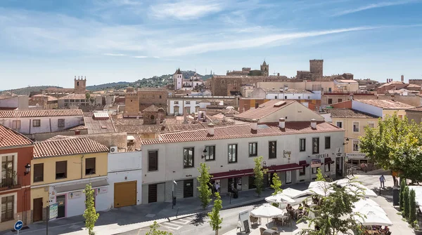 Caceres Spanje 2021 Panoramisch Uitzicht Binnenstad Van Cceres Torre Bujaco — Stockfoto