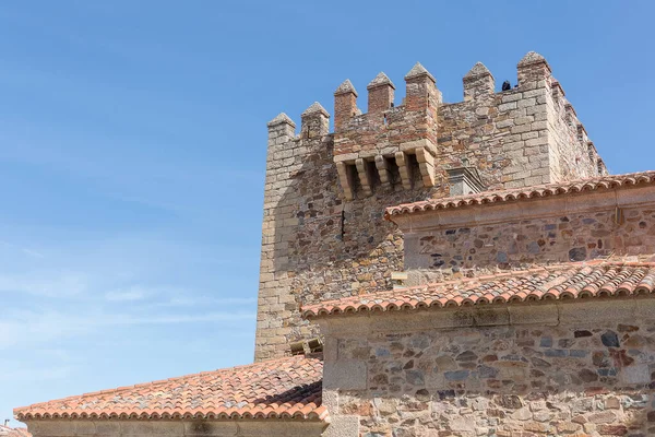 Caceres Spain 2021 Detailed View Medieval Tower Bujaco Iconic Torre — стокове фото