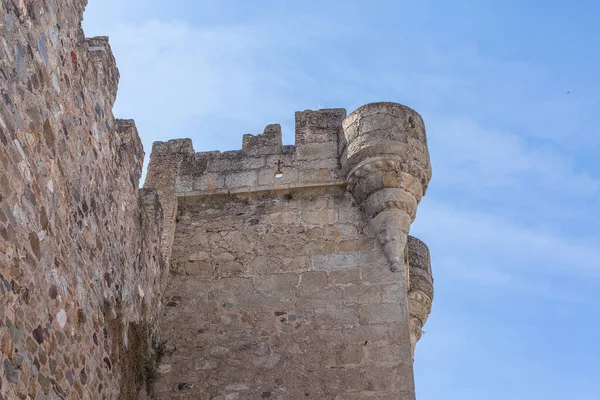 Cáceres España 2021 Detalle Torre Medieval Con Mirador Incrustado Fortaleza —  Fotos de Stock
