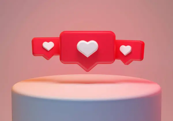 Instagram bildirim gibi kalpler gerçekçi 3d canlandırma
