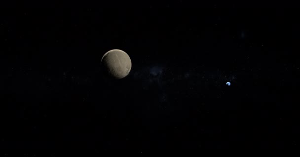 Para Planeta Anão 28978 Ixion Com Planeta Netuno Segundo Plano — Vídeo de Stock