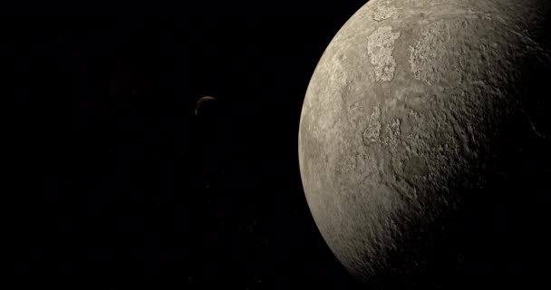 ドワーフ惑星28978冥王星の惑星と宇宙空間を周回するイクシオン — ストック動画