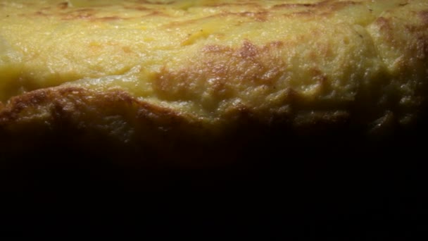 Torneamento Saboroso Omelete Batata Omelete Espanhol — Vídeo de Stock