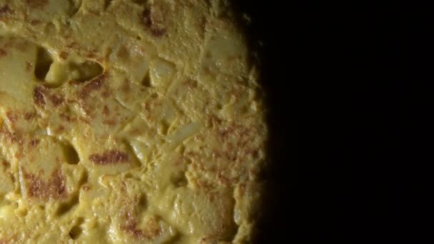 Omelette Espagnole Gauche Sur Fond Noir Omelette Pommes Terre — Video