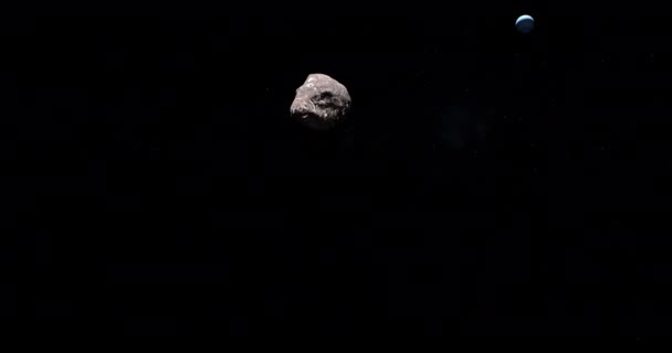 瓦鲁纳 海王星外天体 与海王星一起在外层空间运行 — 图库视频影像