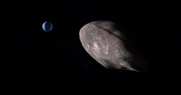瓦鲁纳 海王星外天体 以海王星行星为背景的轨道 — 图库视频影像