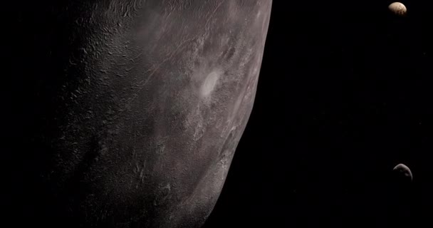 Superficie Varuna Objeto Transneptuniano Con Planeta Plutón Asteroides Orbitando — Vídeo de stock