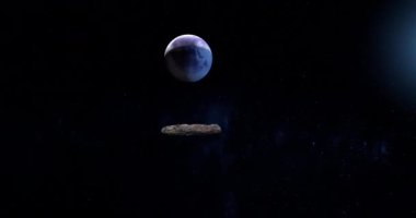 Oumuamua, yıldızlararası nesne, bilinmeyen bir gezegenin yakınındaki uzayda yörüngede.