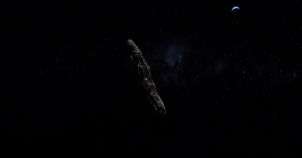 Oumuamua 星际天体 与海王星在外层脉冲星上运行 — 图库视频影像
