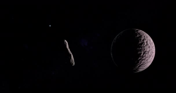 Oumuamua Objeto Interestelar Orbitando Cerca Del Planeta Enano Gonggong — Vídeo de stock