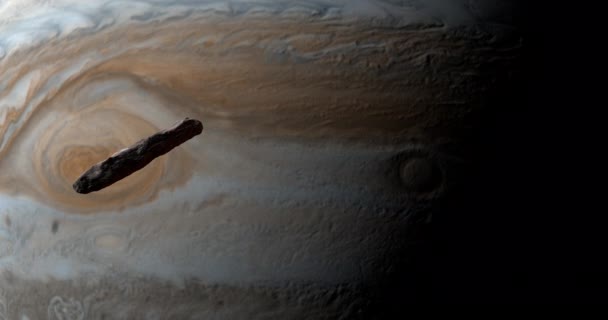 Oumuamua Interstellair Object Cirkelt Rond Jupiter Planeet — Stockvideo
