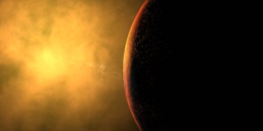 Güneş ve güneş atmosferli Mars gezegeni