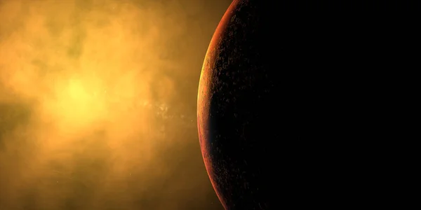 有太阳和太阳大气层的火星行星 — 图库照片