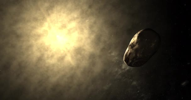 Стікс Орбіті Відкритому Космосі Сонячною Атмосферою Задньому Плані — стокове відео