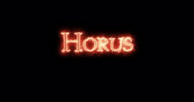 Horus, ancient egyptian deity, written with fire. Loop