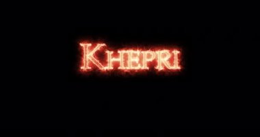 Khepri, ancient egyptian god, written with fire. Loop