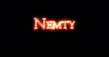 Nemty, ancient egyptian god, written with fire. Loop