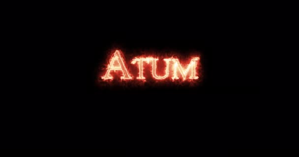 Atum Ancient Egyptian Deity Written Fire Loop — Stok video