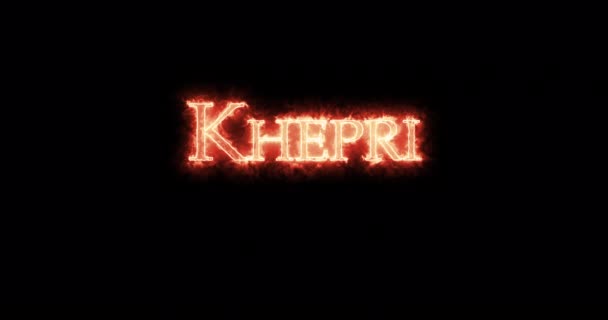 Khepri Ancient Egyptian God Written Fire Loop — Stok video