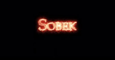Sobek, ancient egyptian god, written with fire. Loop