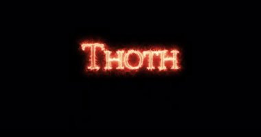 Thoth, ancient egyptian deity, written with fire. Loop