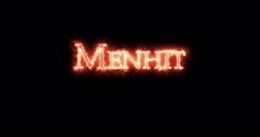 Menhit,ancient egyptian goddess, written with fire. Loop