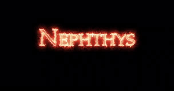 Nephthys Ancient Egyptian Goddess Written Fire Loop — Vídeo de Stock
