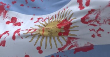 Argentina flag with blood and words written. Loop