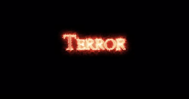 Terror Word Written Fire Loop — Stockvideo