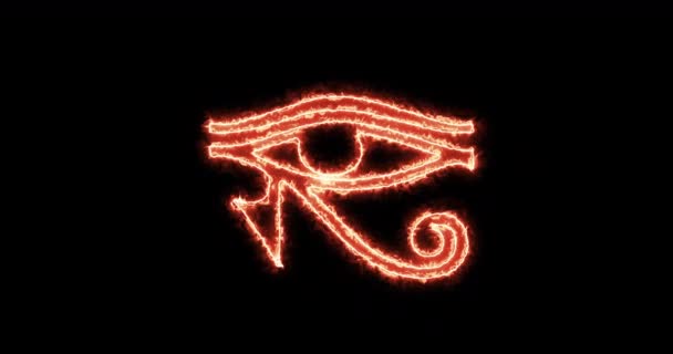 Olho Hórus Queimando Antigo Símbolo Egípcio Laço — Vídeo de Stock