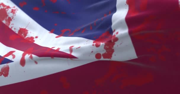 Flag United Kingdom Blood Words Written Loop — Video Stock