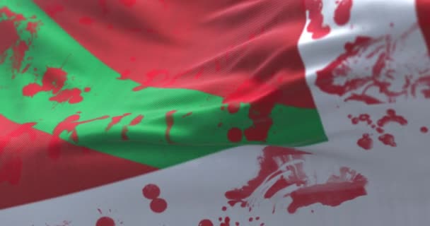 Flag Basque Country Blood Words Written Loop — Stok video