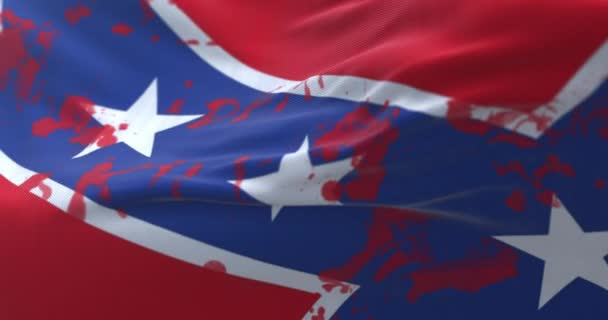 Flag Confederate States America Blood Words Written Loop — Vídeos de Stock