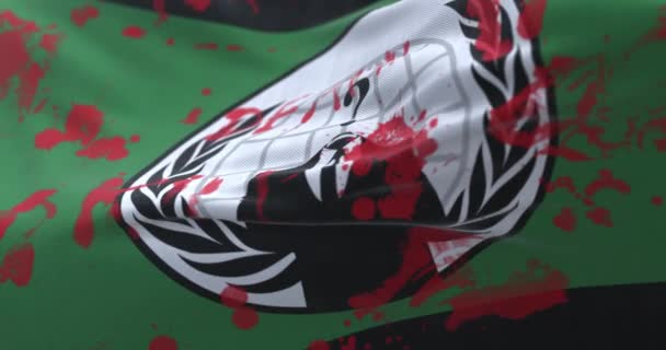 Flaga Anonimowa Organizacja Grupa Hakerów Krwi Słów Napisanych Pętla — Wideo stockowe