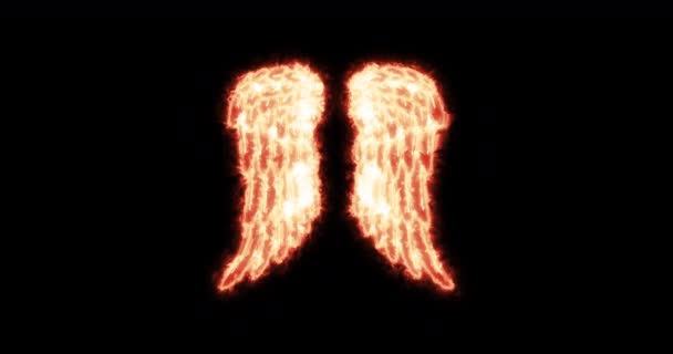 Angel Wings Křesťanský Symbol Hoří Smyčka — Stock video
